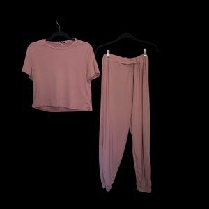 Plush Pink Two Pieces Jump Suit